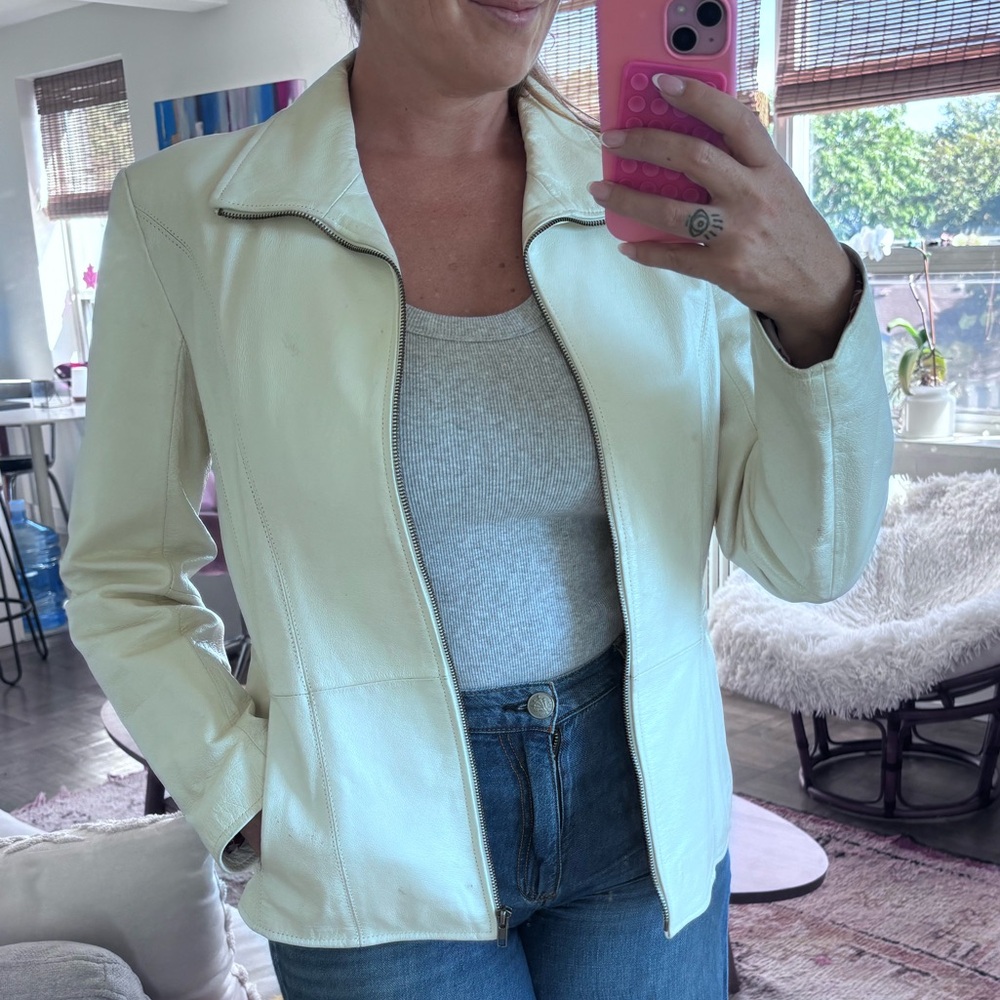 Vintage white leather jacket